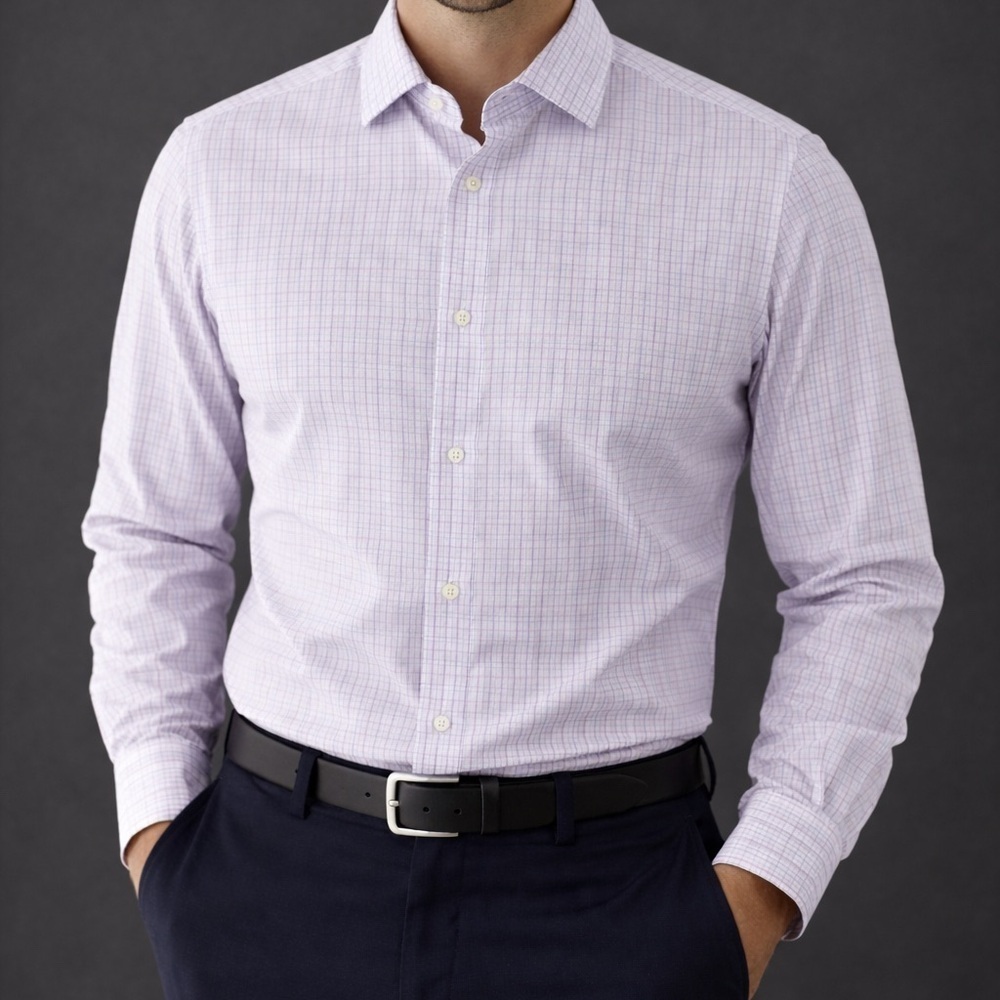 David Donahue white  patterned Dress Shirt